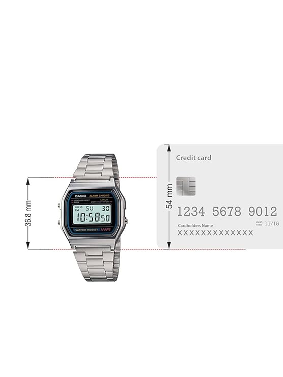 Casio Vintage A-158WA Digital Silver Dial Unisex Watch Stainless Steel Strap