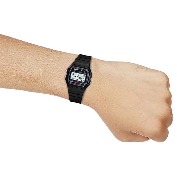 Casio Vintage A-158WA-1Q Digital Black Dial Unisex Watch Black Metal Strap