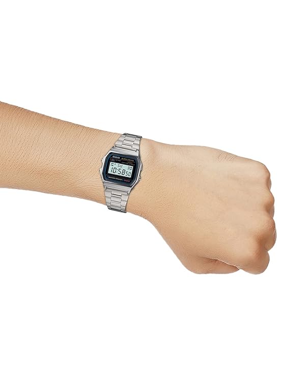 Casio Vintage A-158WA Digital Silver Dial Unisex Watch Stainless Steel Strap