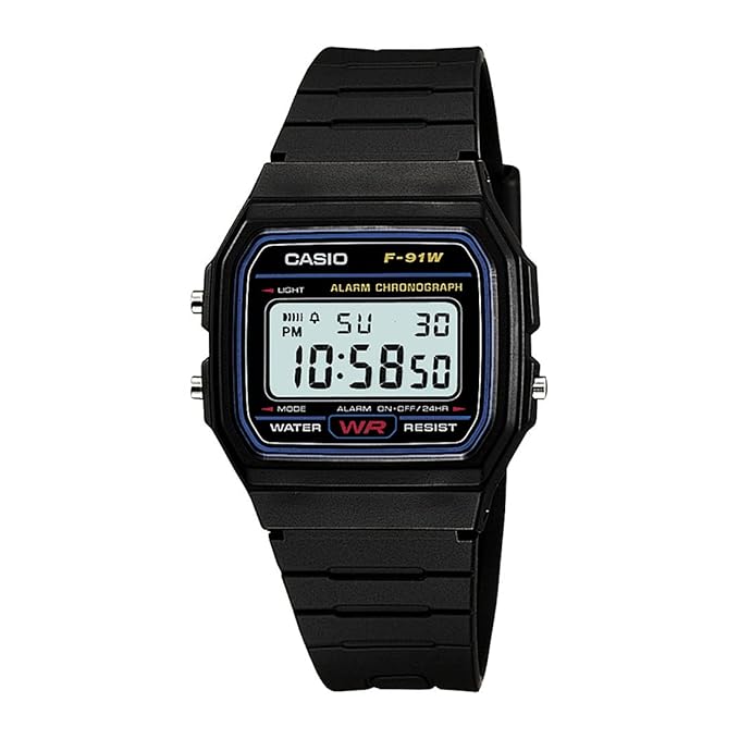 Casio Vintage A-158WA-1Q Digital Black Dial Unisex Watch Black Metal Strap