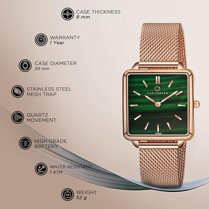 Carlington Iconic 2040 Analog Ladies Watch with Premium Mesh Chain, Scratch-Resistant Dial, and Water-Resistant Body
