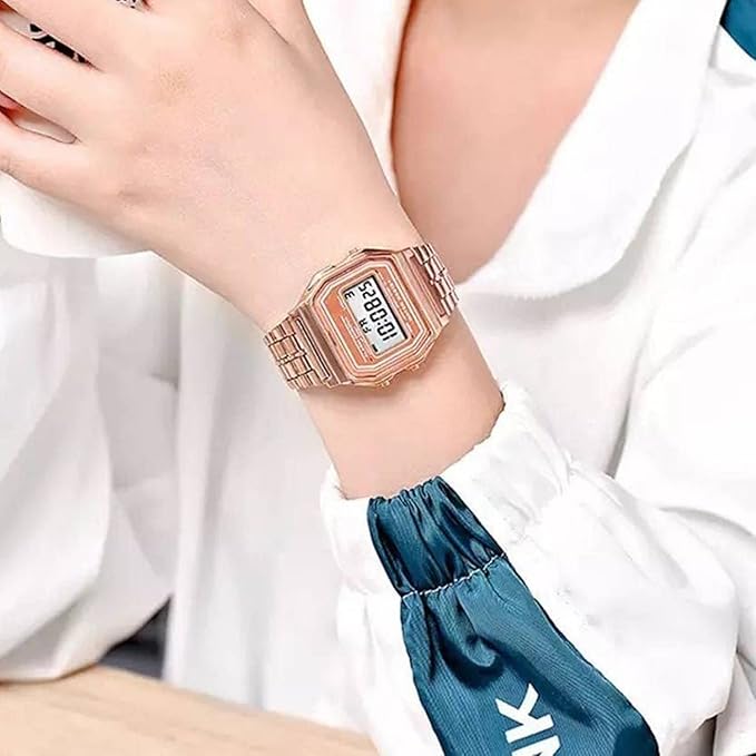 Casio Vintage A-158WA-1Q Digital Rose Gold Dial Unisex Watch Rose Gold Metal Strap