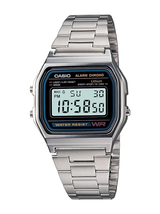 Casio Vintage A-158WA Digital Silver Dial Unisex Watch Stainless Steel Strap