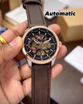 Tommy Two-Tone Black Dial Brown Leather Watch