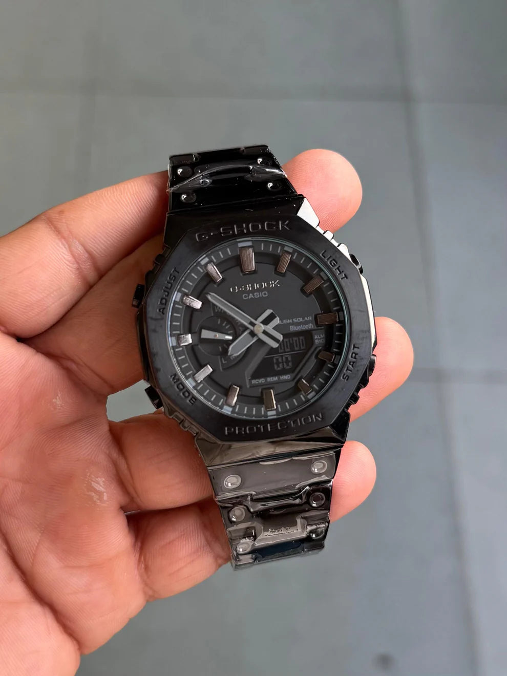 G Shock Black Octagonal Solid Metal Watch