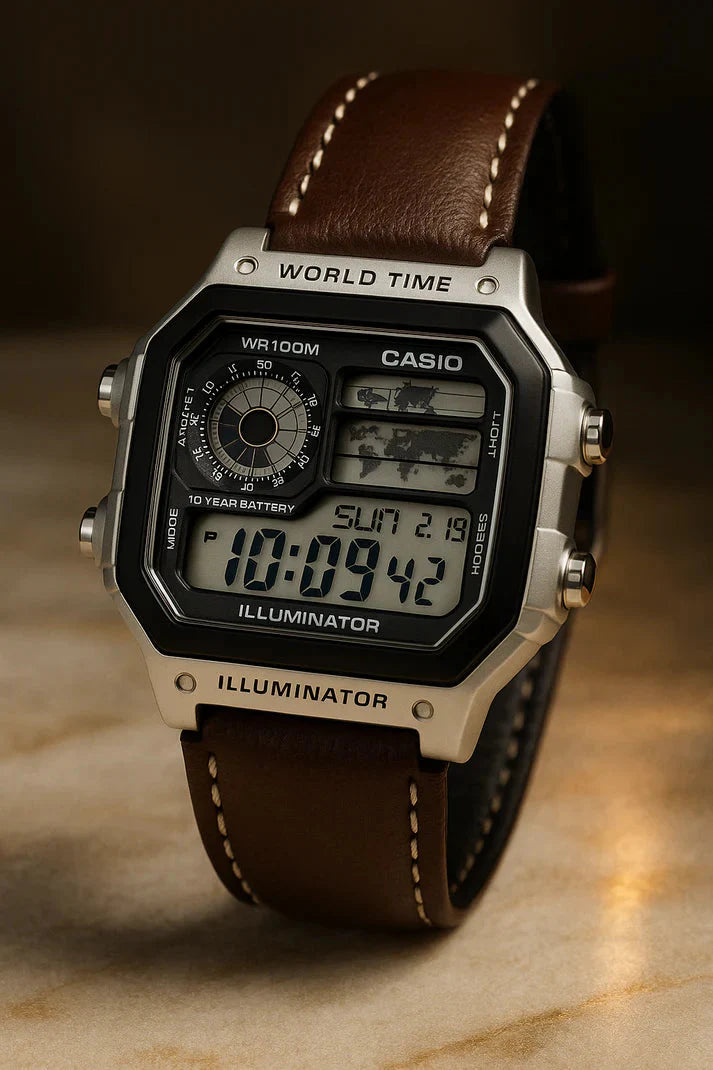 Casio Illuminator watch leather strap premium mens watch