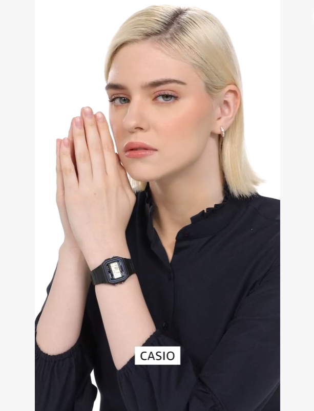 Casio Vintage A-158WA-1Q Digital Black Dial Unisex Watch Black Metal Strap