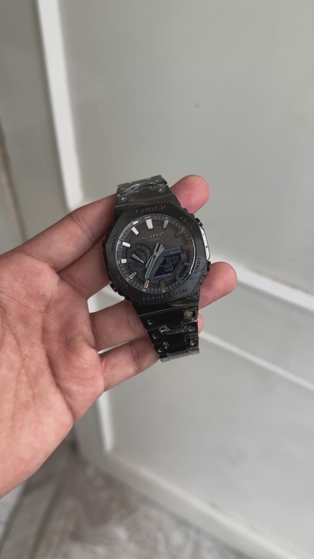 G Shock Black Octagonal Solid Metal Watch