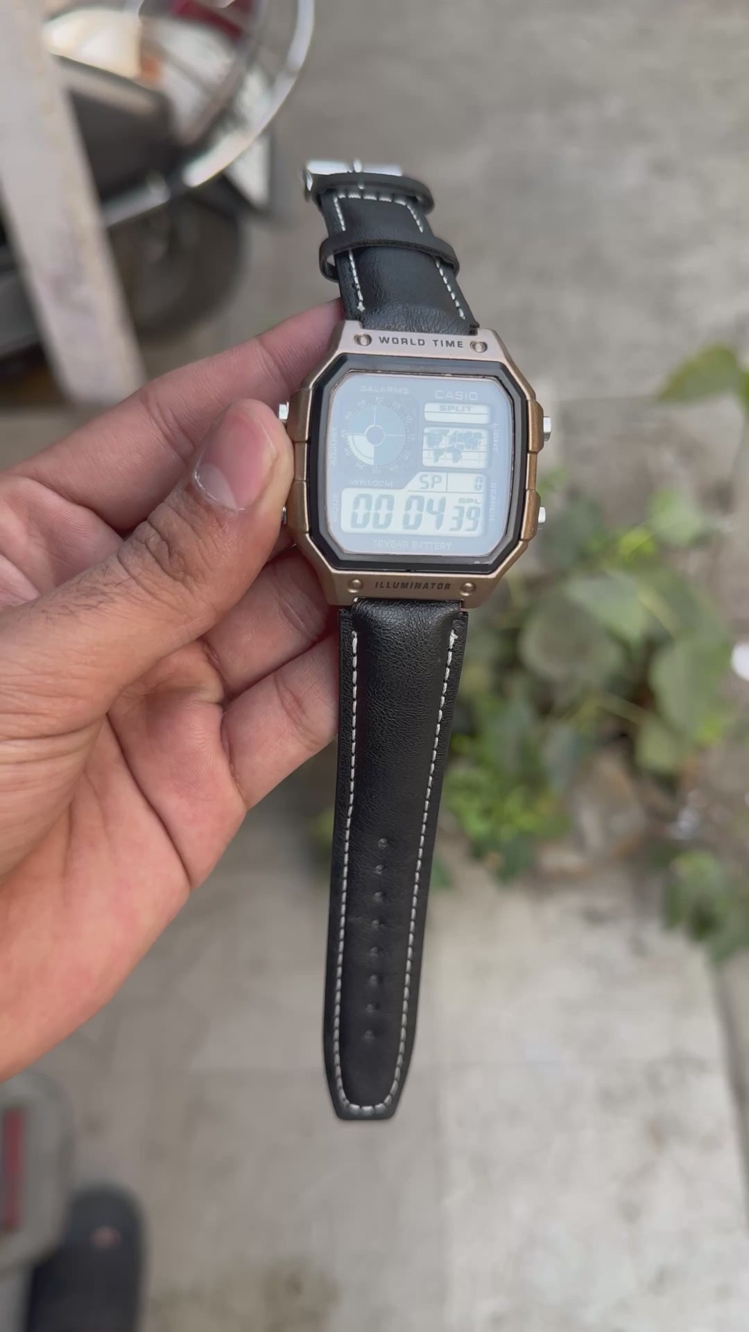 Casio Illuminator Black leather strap watch